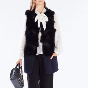 Bcbg fur vest navy Xs